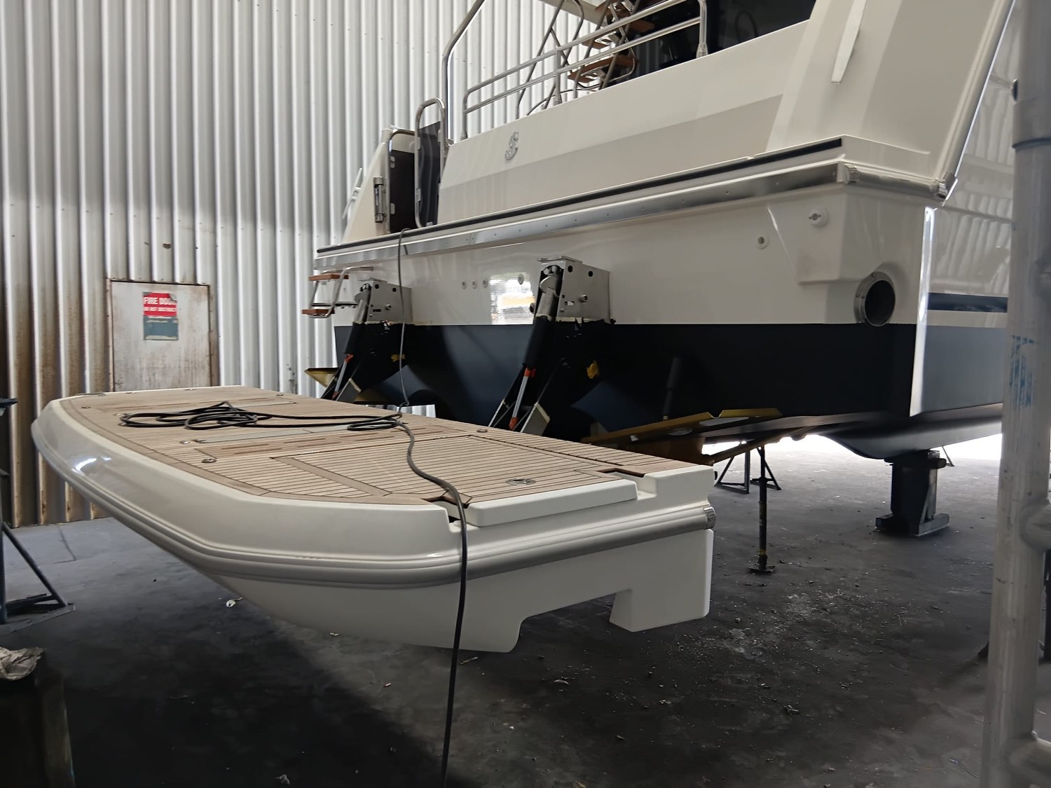 Running gear, shafts and propellers cleaned, coated and protected below the waterline